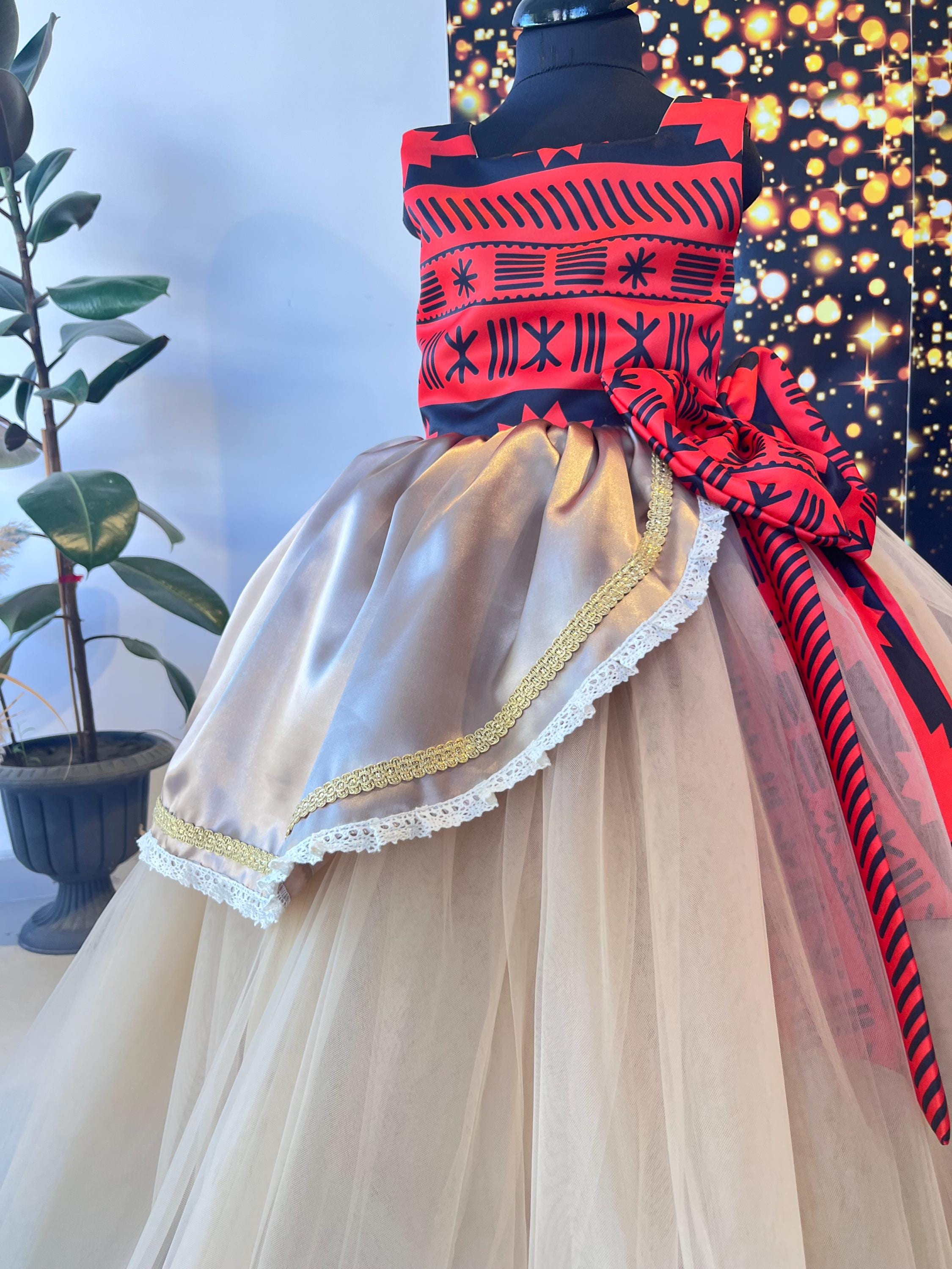 Moana Inspired Princess Ball Gown, Girls Tropical Costume Moana Inspired Princess Ball Gown, Girls Tropical Costume
