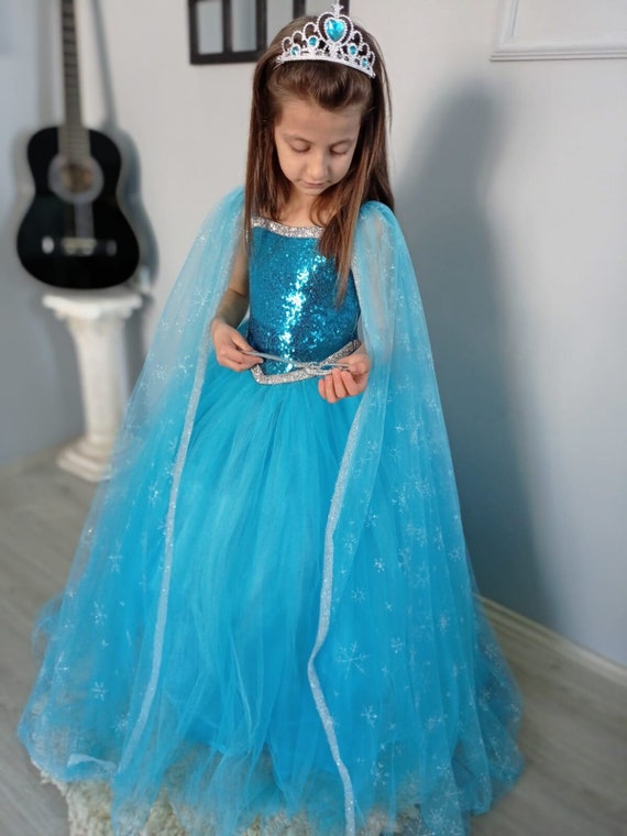 READY TO SHIP Disney Inspired Frozen Elsa Princess Dress Costume Set,  Birthday Party Dress For Girls With Crown, Ball Gown, Dress Up, Elsa -  Walmart.com