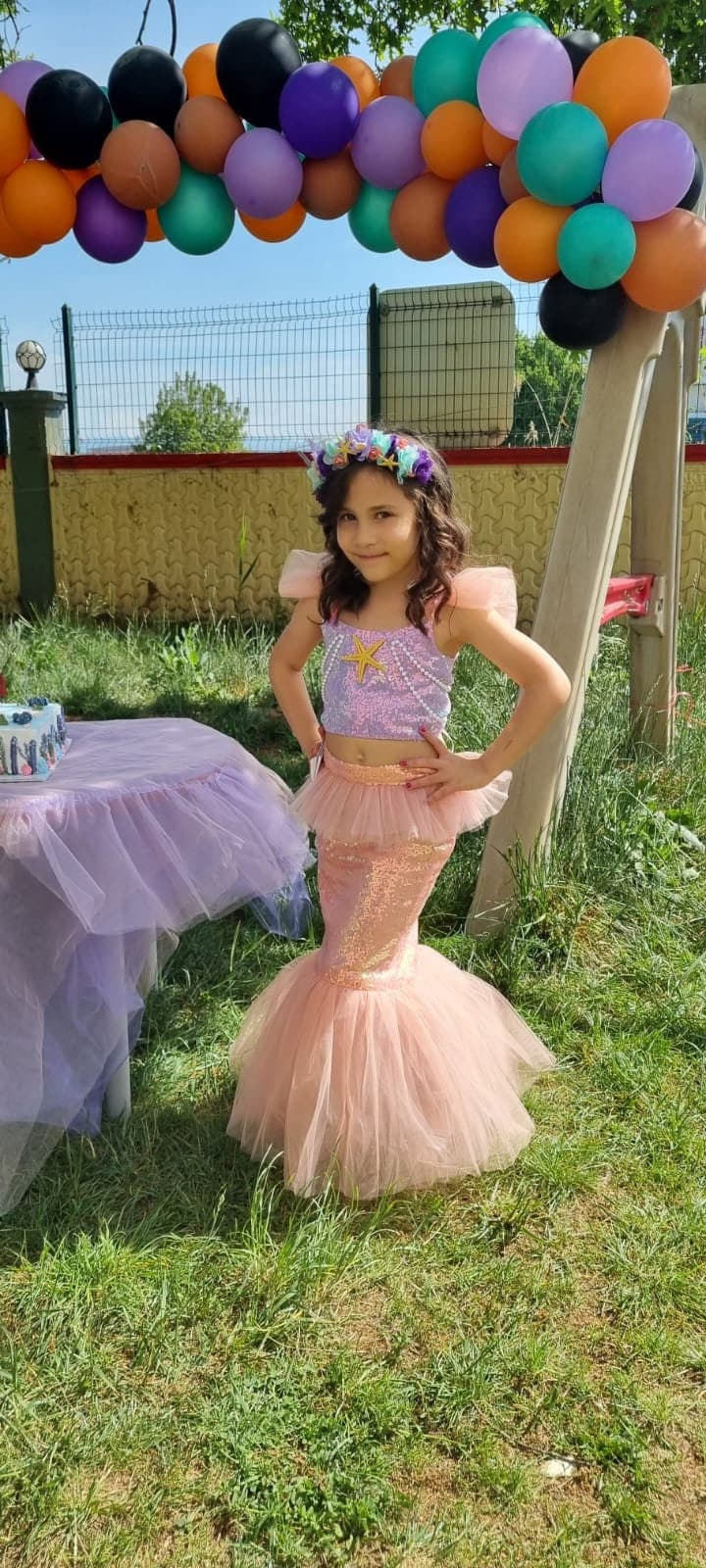 LiUiMiY Déguisement Sirène Costume Fille Robe Princesse Ariel Enfant pour  Anniversaire Carnaval Fête Halloween avec Accessoires