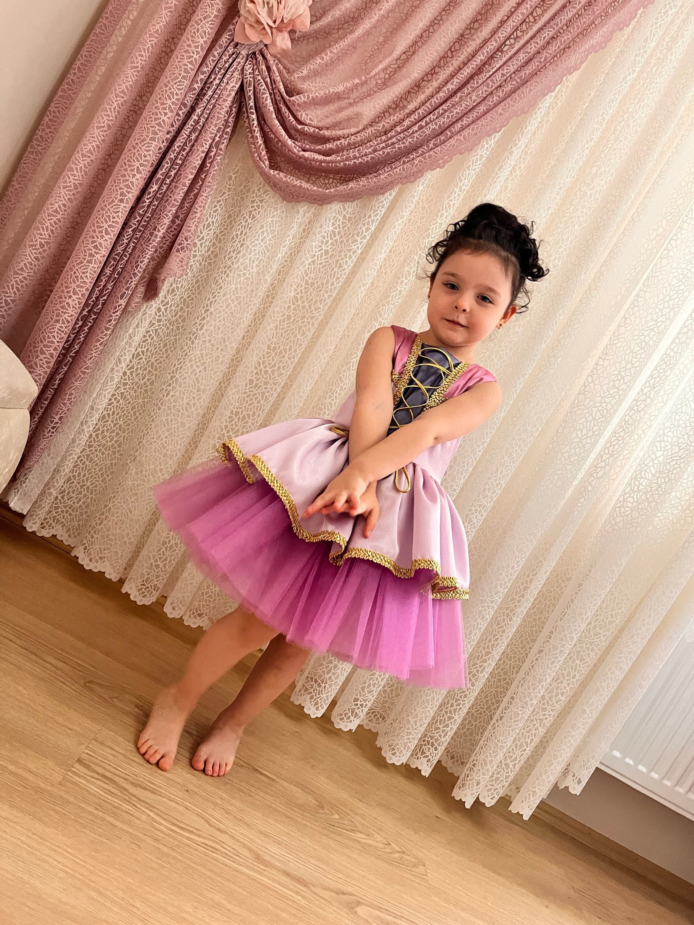 Rapunzel Inspired Purple Tutu Dress, Princess Dress For Girl