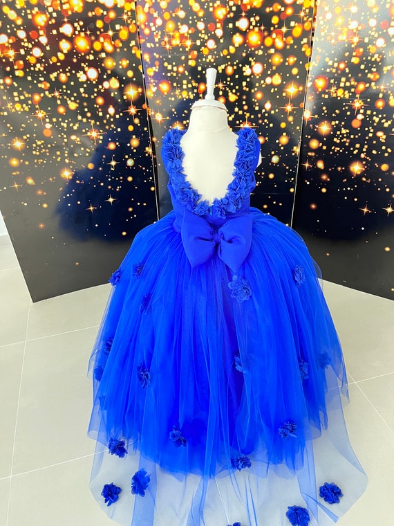 Buy HIBA CREATIONS 1st Birthday Dress Baby Girl Dress Special Occasion Baby  Dress for 6-12 Months Royal Blue at Amazon.in