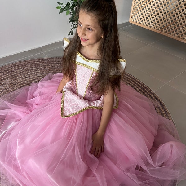 Vestido de princesa Aurora, disfraz de princesa de la Bella Durmiente de Halloween, vestido de tutú de niña, vestido de baile