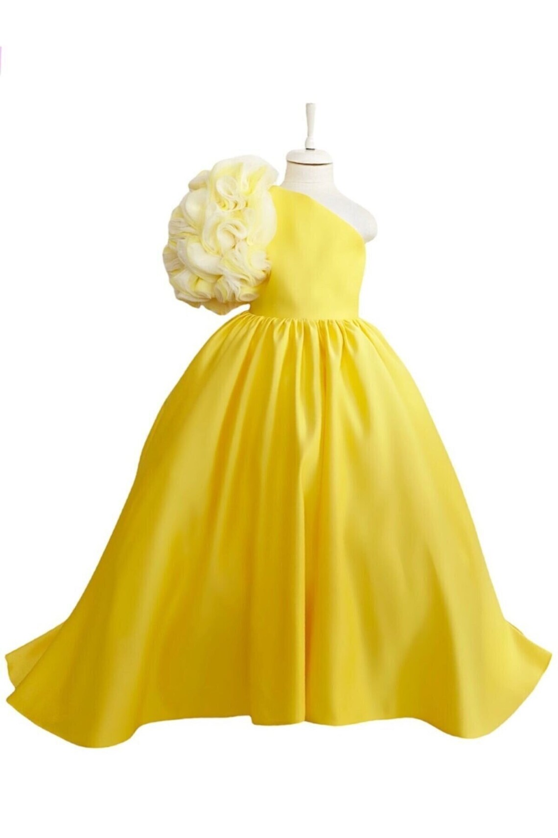 Yellow Dress Girl One Shoulder Dress Girls Yellow Dress Etsy