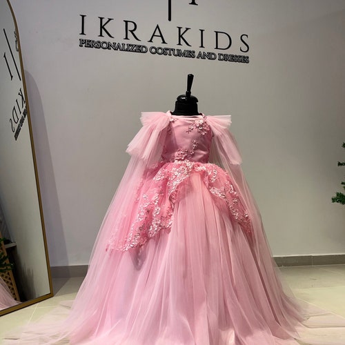 Pink Lace Couture Princess Dress: Girl's Communion Ball Gown
