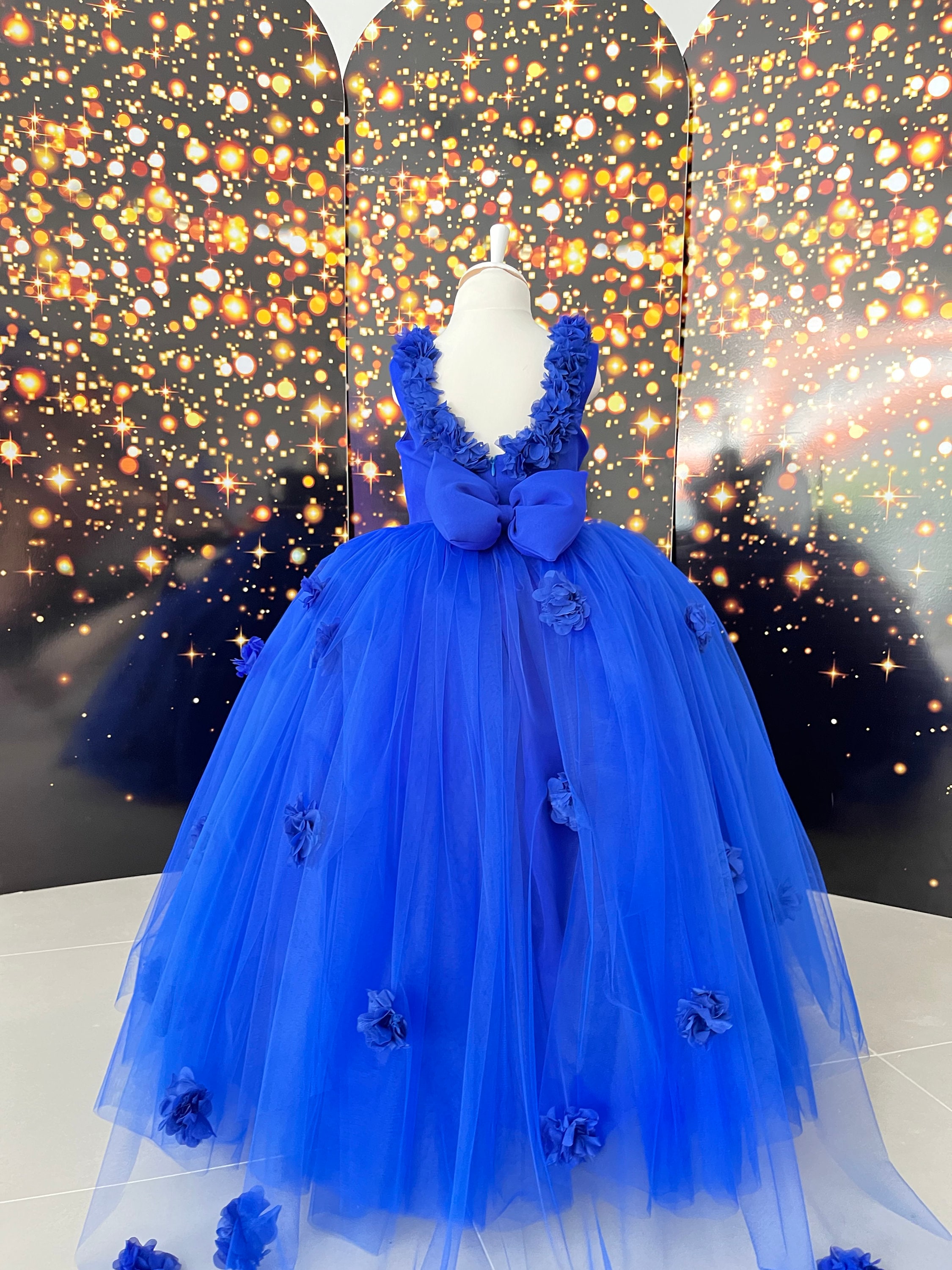 Royal Blue Girls Prom Party Dress Puffy Birthday Dress Girls Blue Wedding Dress Etsy