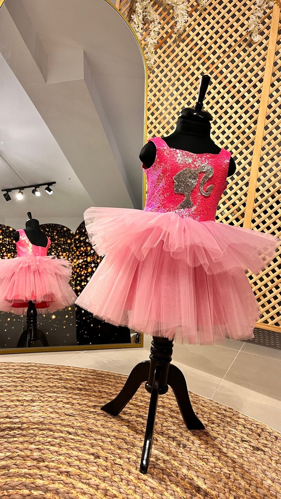 Pink Dress for Birthday Party Pink Costume Baby Girl Barbie Inspired Tutu Costume Sequine Dress for Toddler Etsy Canada