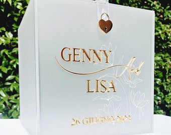Lien Gold Wedding Envelope Box/wedding card box, wedding card box with lock, mirror gold card box