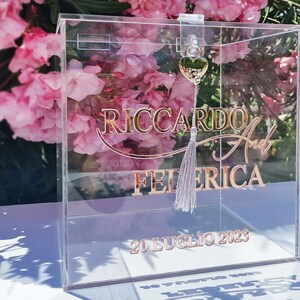 Box Gioco Bouquet Oro Rosa/scatola per biglietti di nozze, Scatola per biglietti di nozze con serratura, Scatola per biglietti trasparente