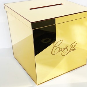 Box Buste Nuziali Specchio Oro/scatola per biglietti di nozze, Scatola per biglietti di nozze con serratura, Scatola per biglietti oro