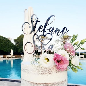 Cake Topper con data e nomi sposi