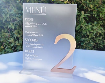 Knight Table Marker Menu Lys Crystal and Chrome Pink