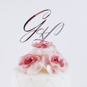Cake Topper Iniziali argento Specchio