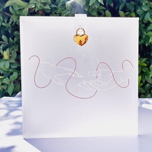 Box Gioco Bouquet Legenda Filo Rosso//scatola per biglietti di nozze, Scatola per biglietti di nozze con serratura, Scatola per biglietti