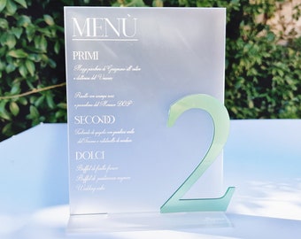 Knight Table Marker Menu Lys Crystal and Green Chrome