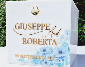 Light Blue Wedding Envelope Box/wedding card box, Lockable wedding card box, Personalized card box