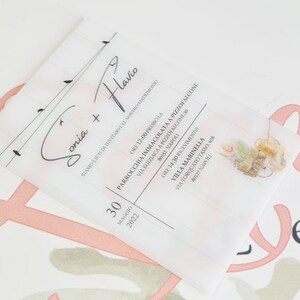 Partecipazione su plexiglass opale Country Chic
