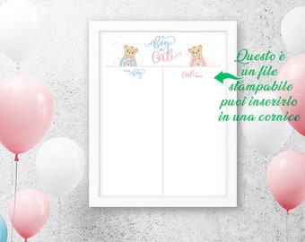 Gender Revelation Vote Poster, Gender Reveal Party Scoreboard, Light Blue and Pink, Gender Reveal Printables