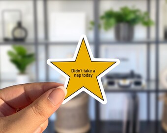 Didn't Take A Nap Today Gold Star Sticker, Sarcastic Award