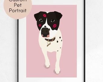 Retrato de mascota personalizado, ilustración de perro o gato dibujada a mano (archivo digital)
