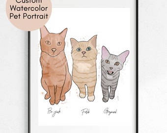 Retrato de mascota personalizado en acuarela: Arte canino personalizado (archivo digital)