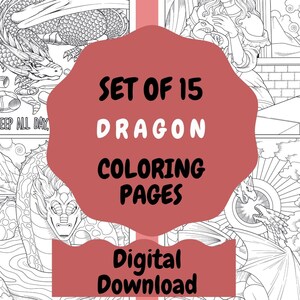 Downloadable Coloring Pages - Dragon Coloring Pages - Medieval Coloring Pages - Downloadable Coloring Book - Printable Coloring Book
