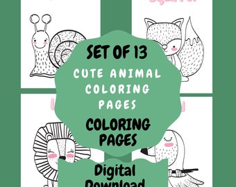 Downloadable Coloring Pages - Animal Coloring Pages - Cute Coloring Pages  - Downloadable Coloring Book - Printable Coloring Book