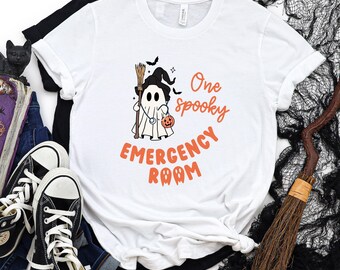 One Spooky Emergency Room Shirt – Funny ER Nurse Halloween Tee – Ghost Medical Doctor Healthcare Gift