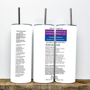 duoneb medication tumbler, respiratory tumbler, physician gift, medication tumbler, funny medical, albuterol cup, respiratory therapy gift