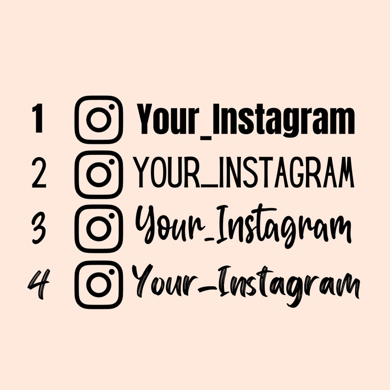K&ouml;nnte beinhalten: Vier Variationen des Instagram-Logos mit dem Text "Your_Instagram" unter jedem Logo. Der Text ist in verschiedenen Stilen, darunter Gro&szlig;buchstaben, Kleinbuchstaben und eine Mischung aus beidem.