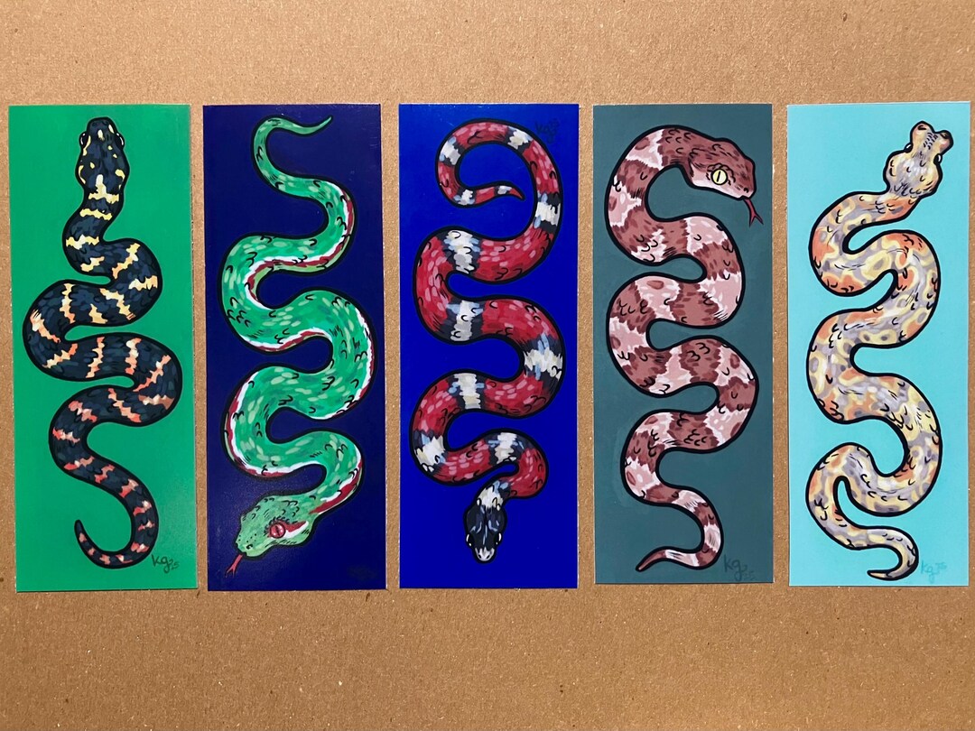 Book Snake PRINTED BOOKMARK - Etsy