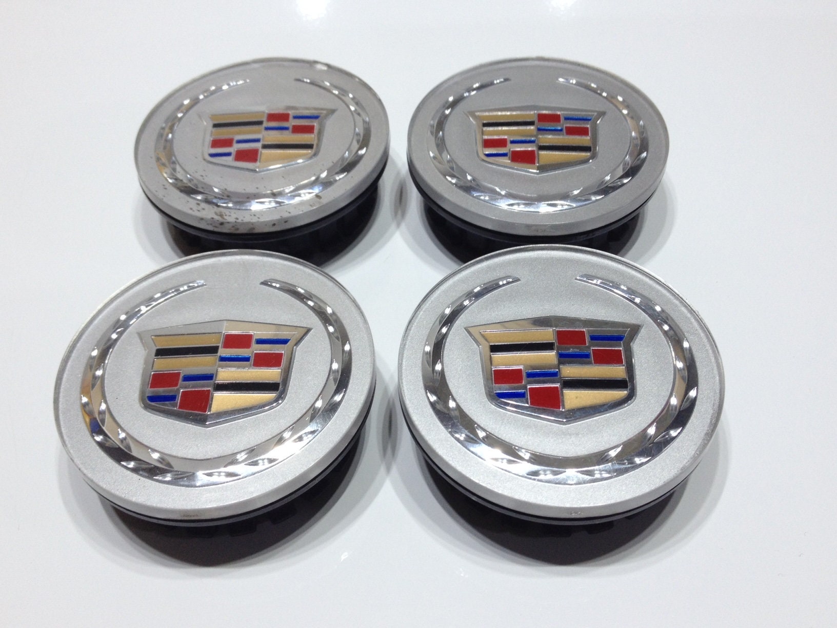 morning 9PCS Adaptation Cadillac 56mm Car Wheel Center Cap Cover Logo Sticker Emblem for Cadillac Matching with Keychain and Tire Valve Stem Caps for Cadillac 