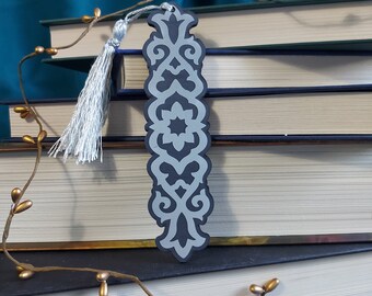 Black and Silver Acrylic Bookmark with Woven Design