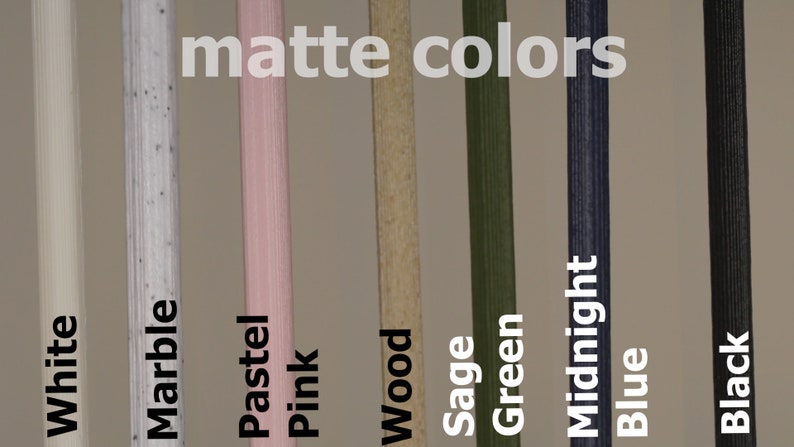 Close up of all matte color offerings.