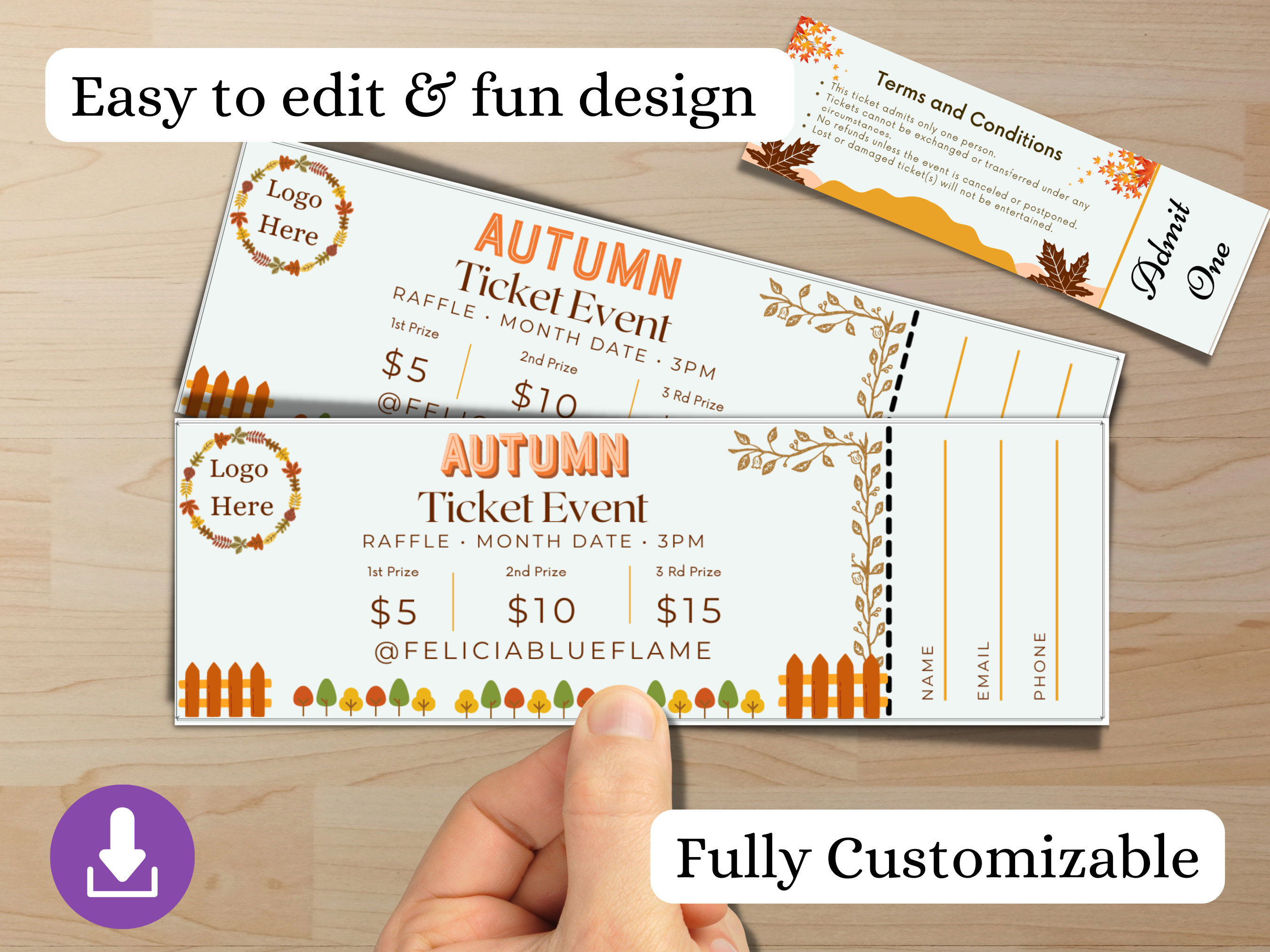Printable Raffle, Editable Raffle Template Ticket, Diy Ticket, Custom ...