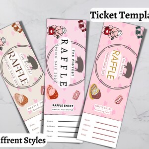 Grillticket, bearbeitbares Raffle-Vorlagenticket, maßgeschneidertes Ticket, thematisches Raffle-Los, Schweine-Tombola-Los, Pigyest-Gewinnspiel