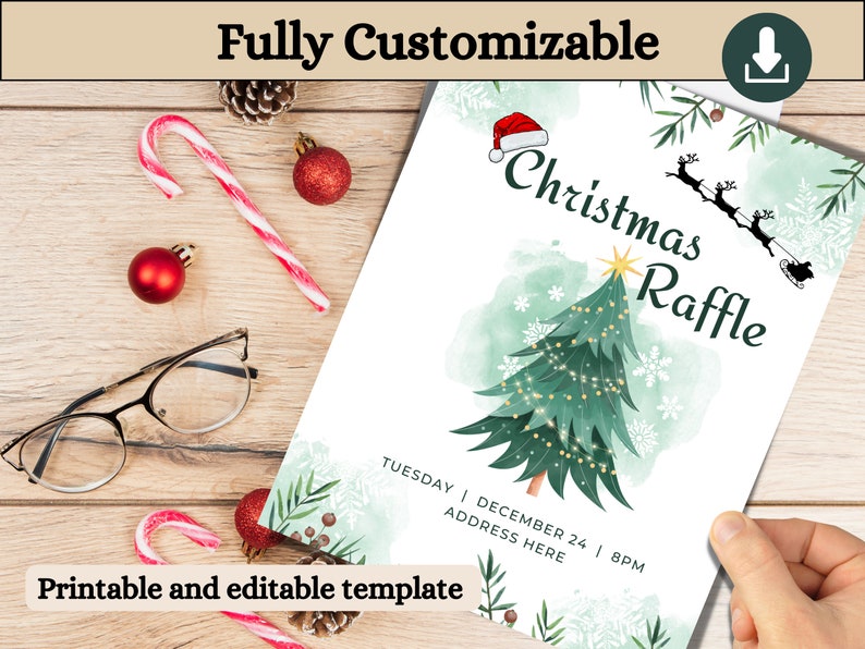 Green and Red , Christmas Raffle Template Ticket, Flyer Invite Template ...