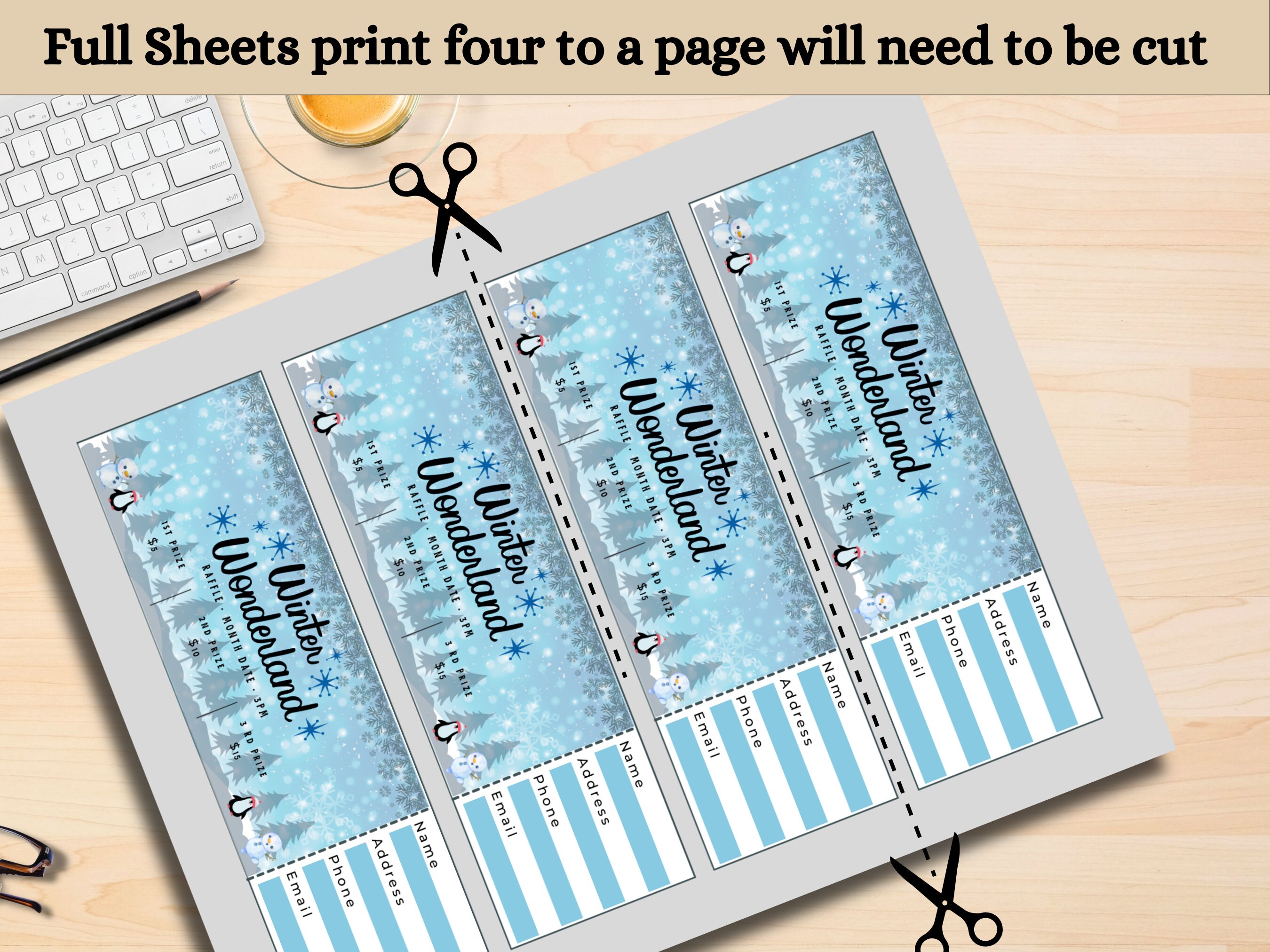 Winter Wonderland Ticket, Ticket Sheet , Editable Ticket Template Ticket, Diy Ticket, Custom ...