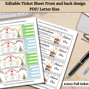 Red, Green and Blue Ticket, Printable Raffle, Editable Template Ticket ...