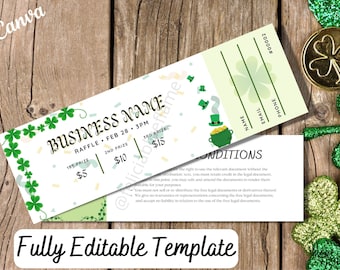 Editable St. Patrick's Day Raffle Ticket, St. Patrick's Day Raffle ...