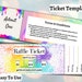 Editable Raffle Template Ticket, Diy Ticket, Custom Ticket, Rainbow ...