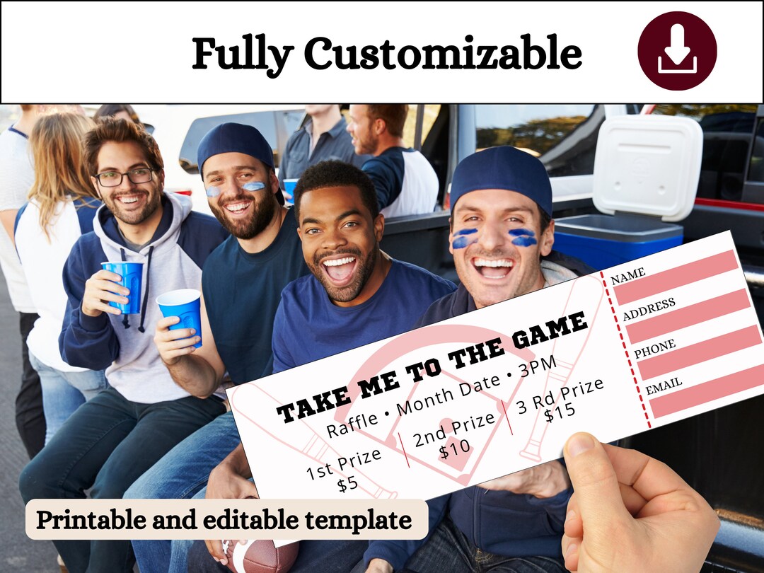 Baseball Raffle Ticket Template: DIY Editable Design (digital Download ...