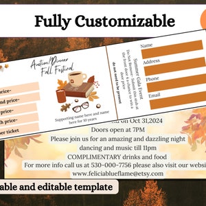 Fall Raffle Tickets Autumn Raffle Pro: Customizable Fall Ticket Templates, Diy Ticket ...