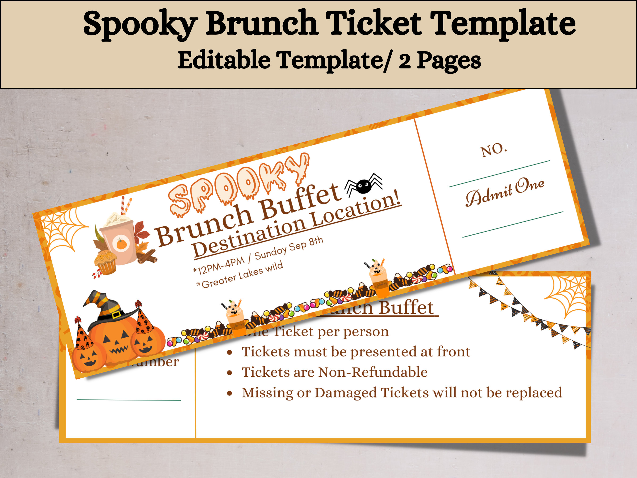 Spooky Raffle Blank Editable Raffle Template Ticket, Diy Ticket, Custom Ticket ...