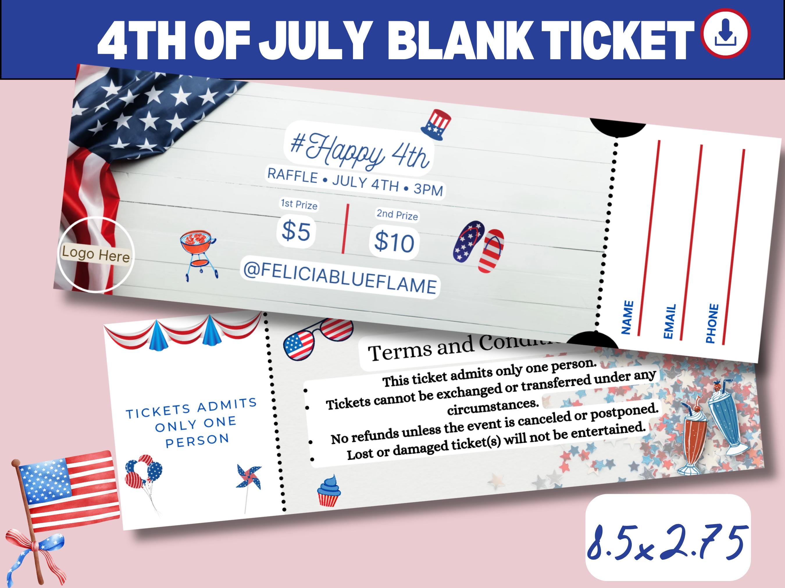 July Raffle Customer Service 4th of July Raffle Ticket Template: Editable DIY Design (digital ...