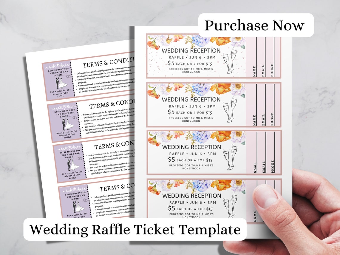 Wedding Appointment Raffle Tickets Wedding Tickets, Raffle Sheet Template Ticket, Diy Ticket, Custom ...