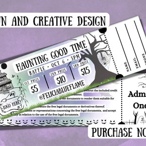 Blank Editable Raffle Template Ticket, Diy Ticket, Custom Ticket, Themed Raffle Ticket, Haunting Raffle Template