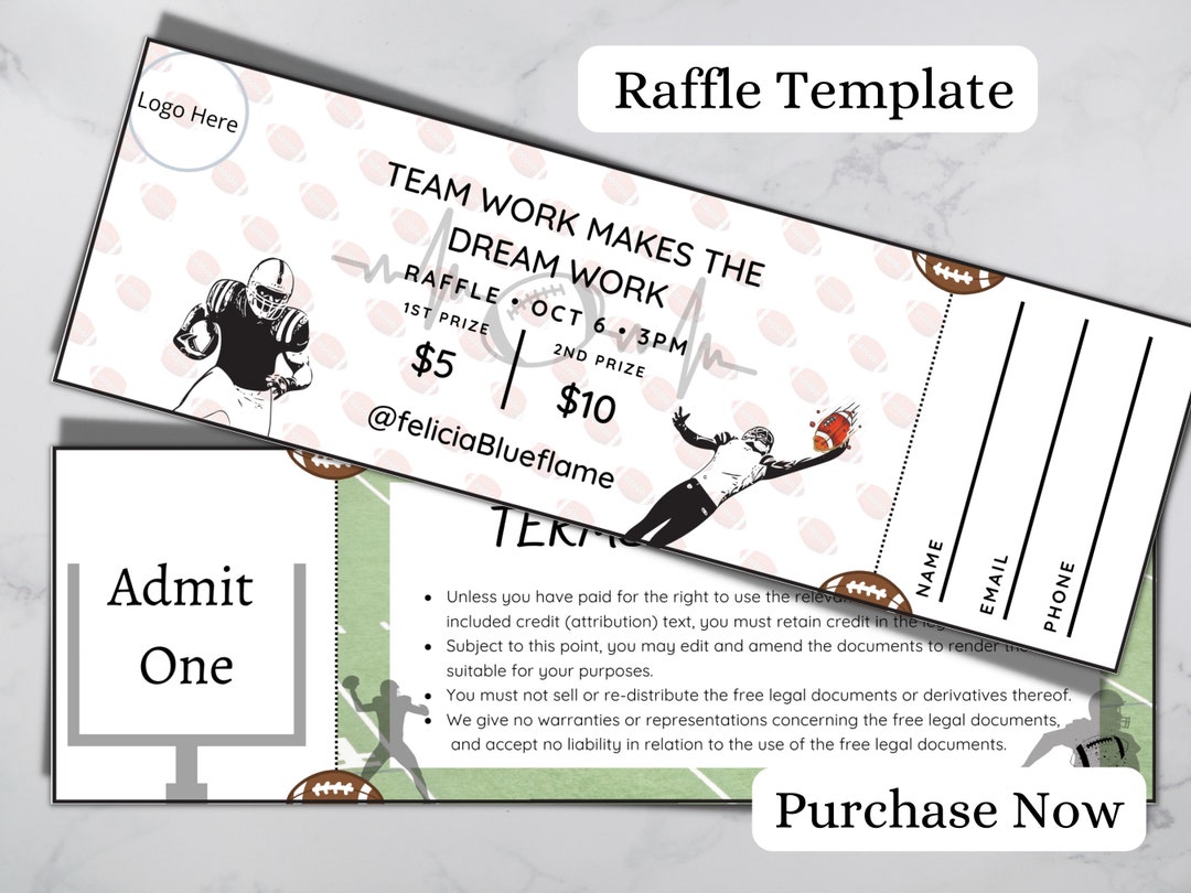 Football Toss Raffle Football Raffle Ticket Template: DIY Custom Ticket (digital Download ...