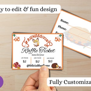 Friendsgiving Ticket, Printable Raffle, Editable Raffle Template Ticket, Diy Ticket, Custom Ticket, Fall, Thanksgiving Ticket