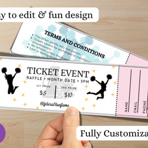 Cheerleading Raffle Ticket Template: DIY Custom Ticket (digital ...
