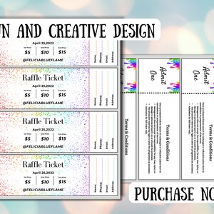 Raffle Sheet Template Ticket, Diy Ticket, Custom Ticket, Rainbow ...